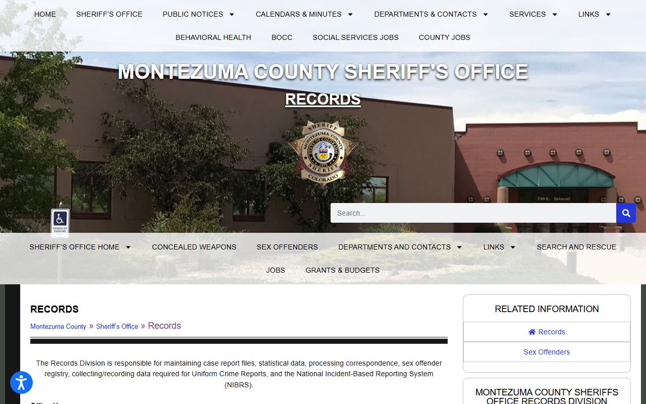 Dolores County inmate records request path through Montezuma Sheriff Records